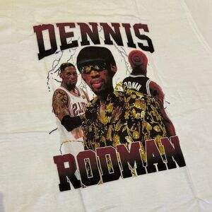 Dennis Rodman Graphic Print Men's Shirt - White